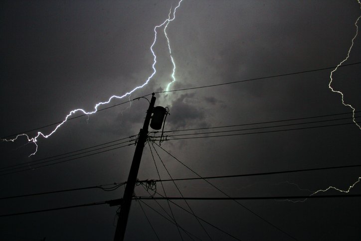 lightning near power line