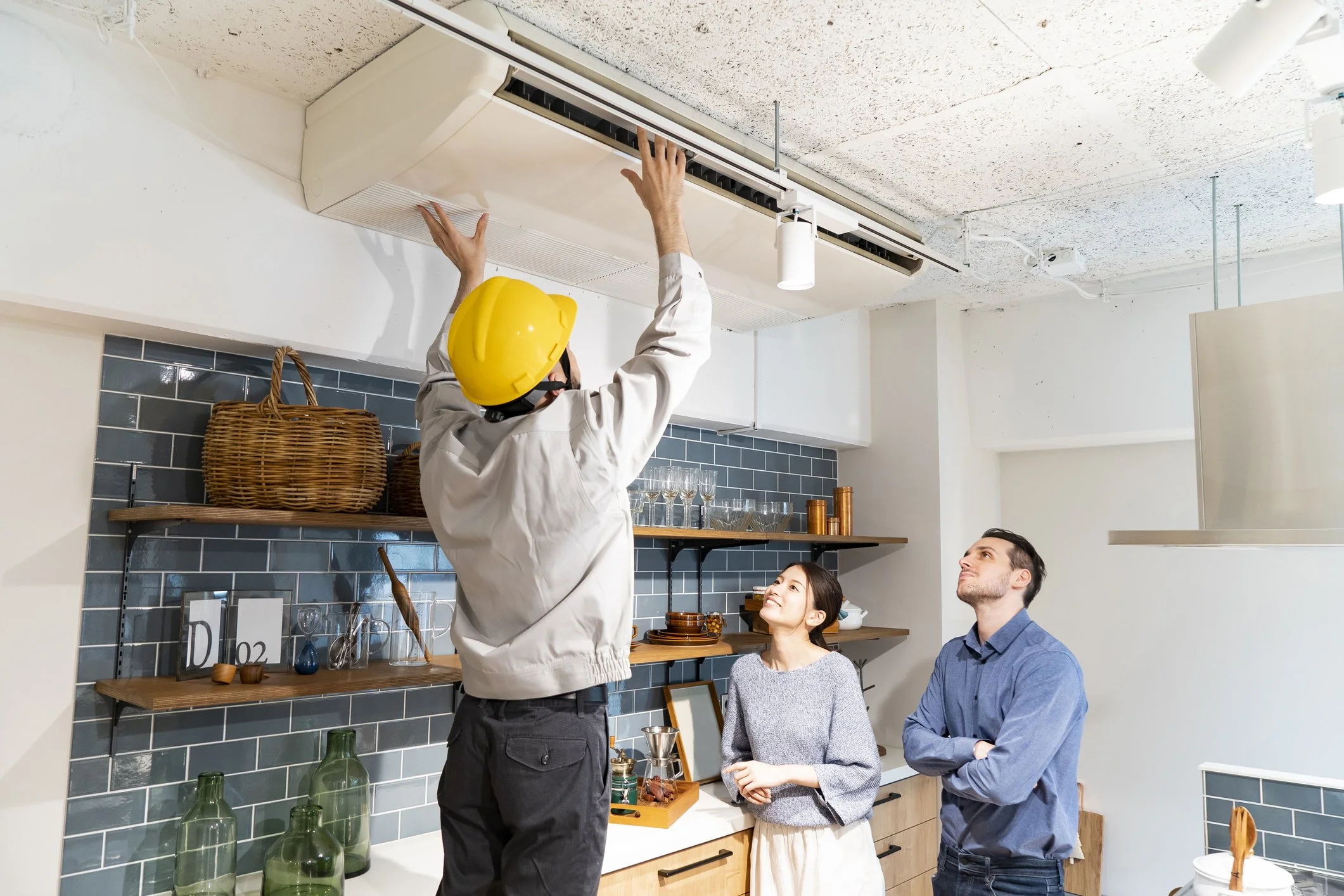 technician installing a ductless unit