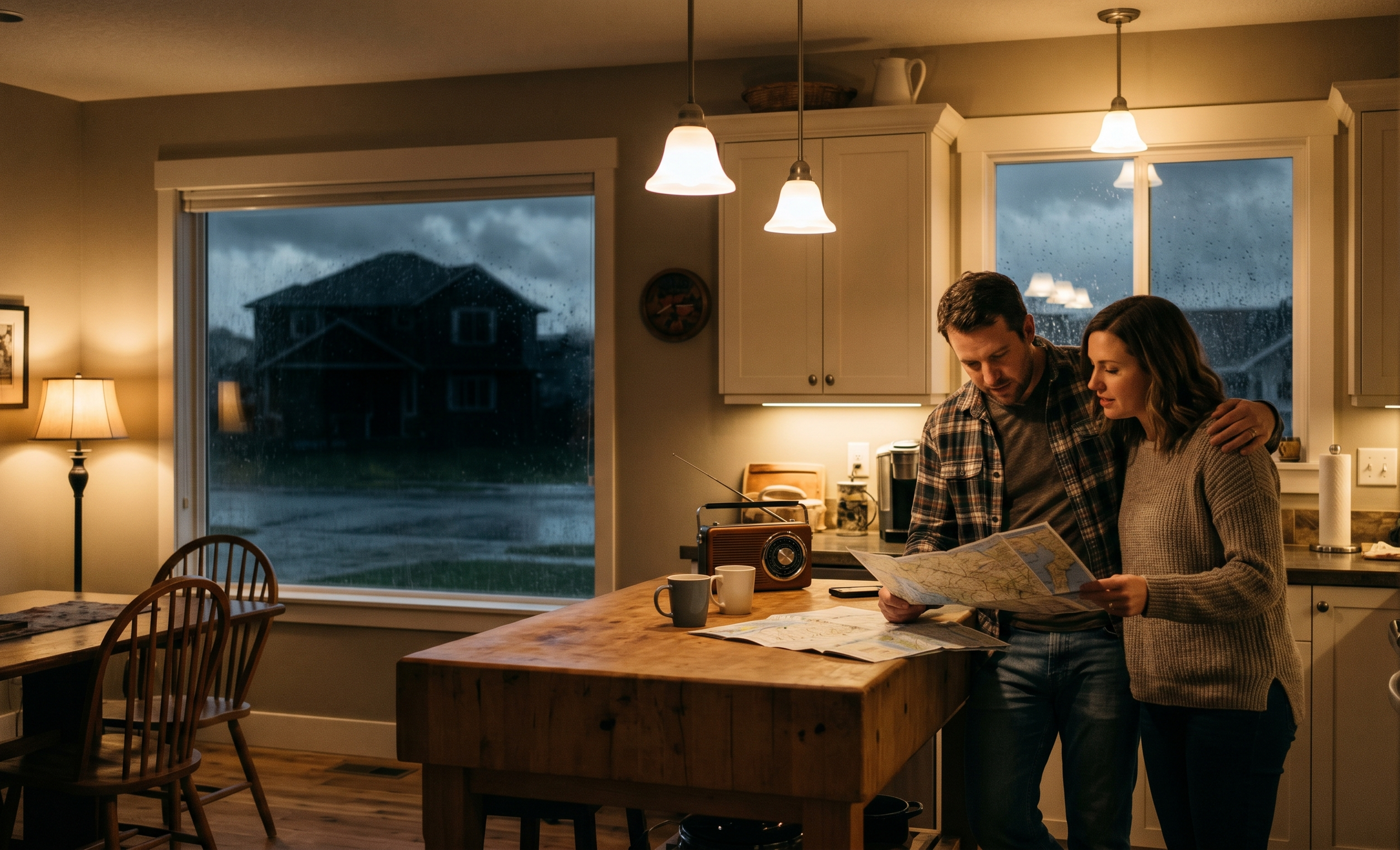 couple at home reading a brochure